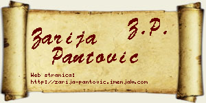Zarija Pantović vizit kartica